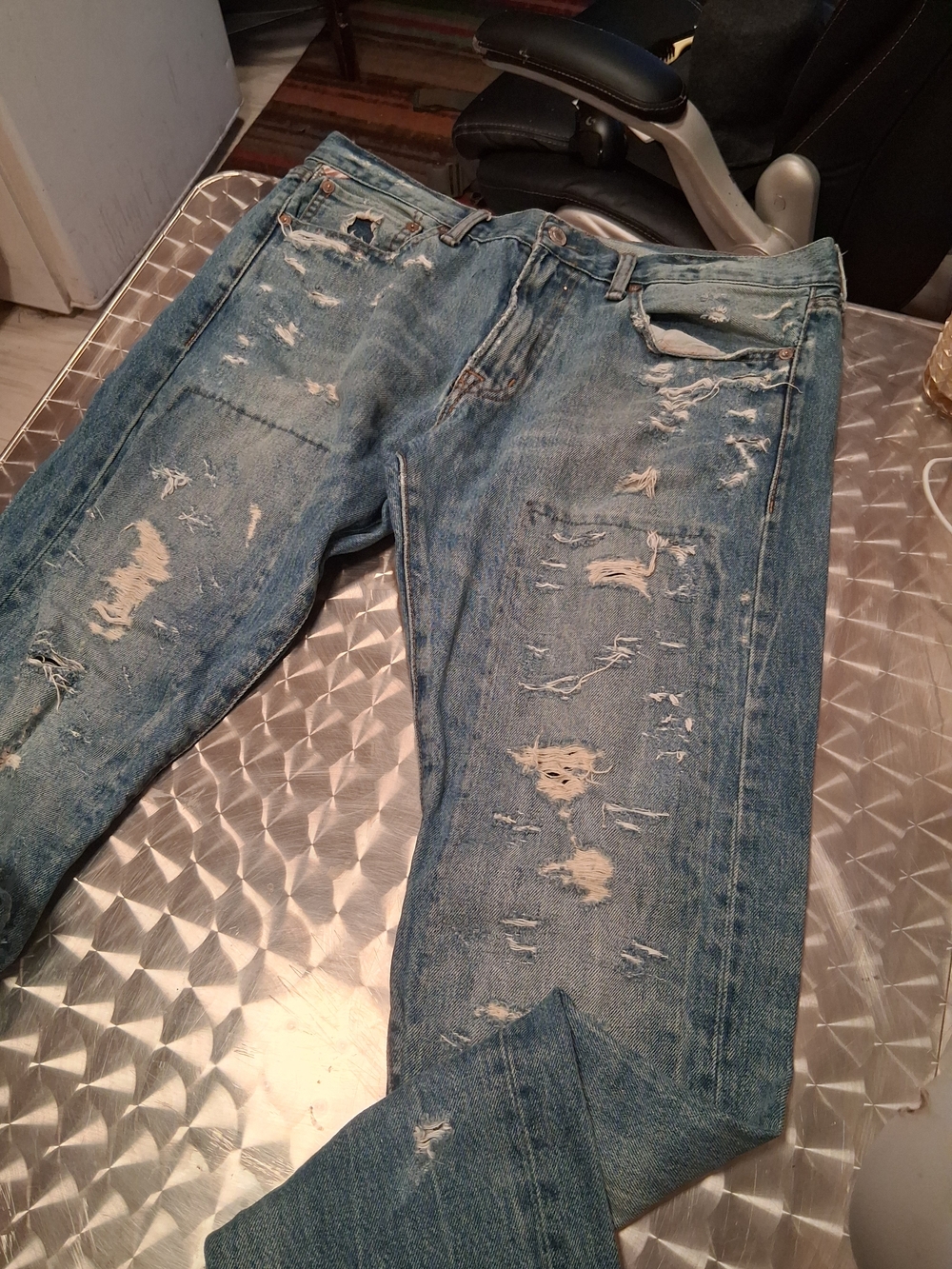 Denim & Supply Ralph Lauren Light Blue Distressed Slim Jeans - Picture 2 of 8
